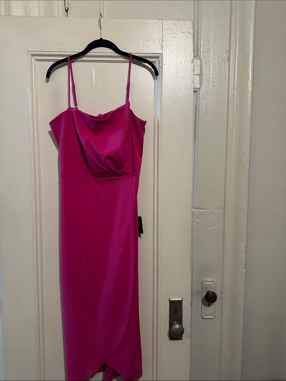 NWT Lulu's Women’s Hot Pink Cowl Neck Slip Midi Dress. Size XL. 41”L x 15”W.